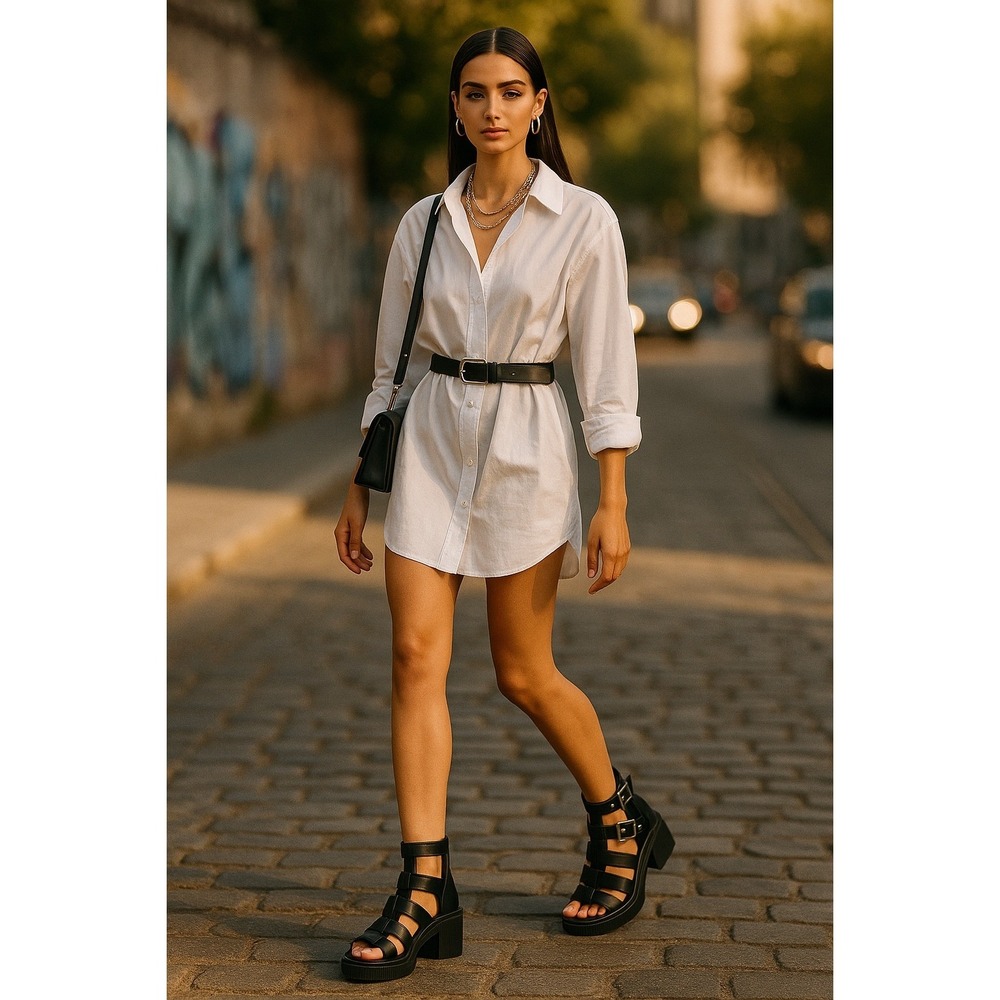 Asos Design Black Platform Gladiator Sandals Chun… - image 2